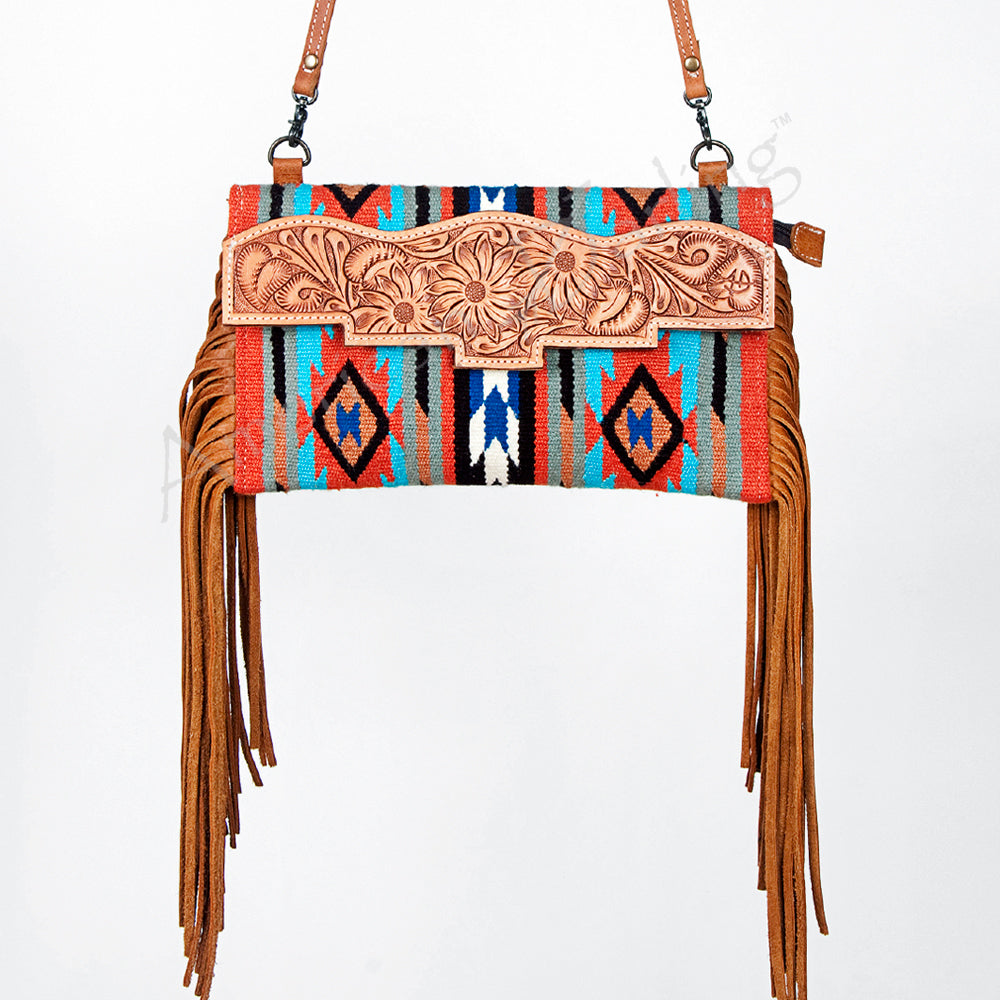 American Darling Hand Tooled Saddle Blanket Genuine Leather Women Bag Western Handbag Purse