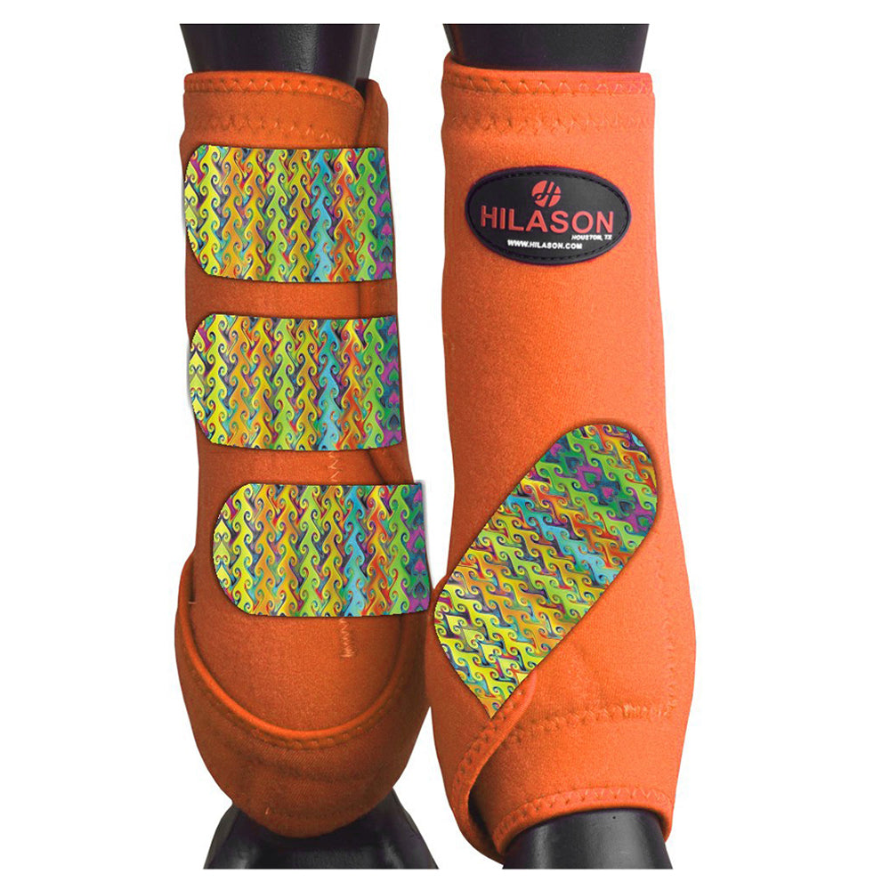 HILASON L M S Horse Rear Hind Leg Sport Boots Printed Hind Rear Leg Boots