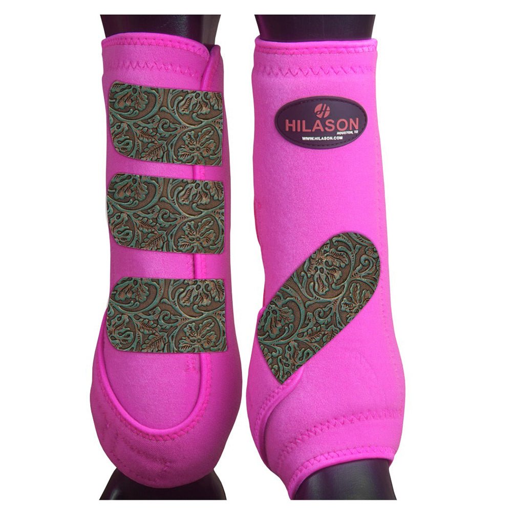 Front Leg Horse Sport Boots With Jumping Print Durable Neoprene Comfort Performance