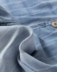 Pinstripe Denim Buttoned Wide Leg Jeans