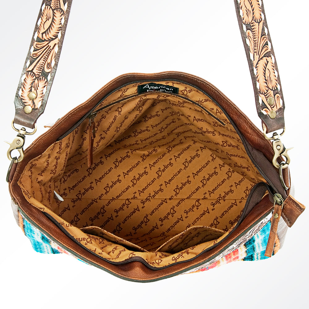 American Darling ADBGA181 Tote Hand Tooled Saddle Blanket Genuine Leather Women Bag Western Handbag Purse