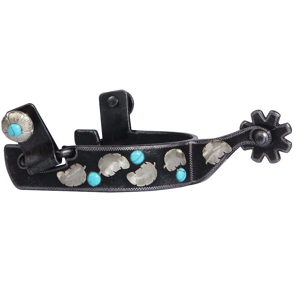 3/4 in Professionals Choice Horse Spur 8 Point Rowel Turquoise Feather