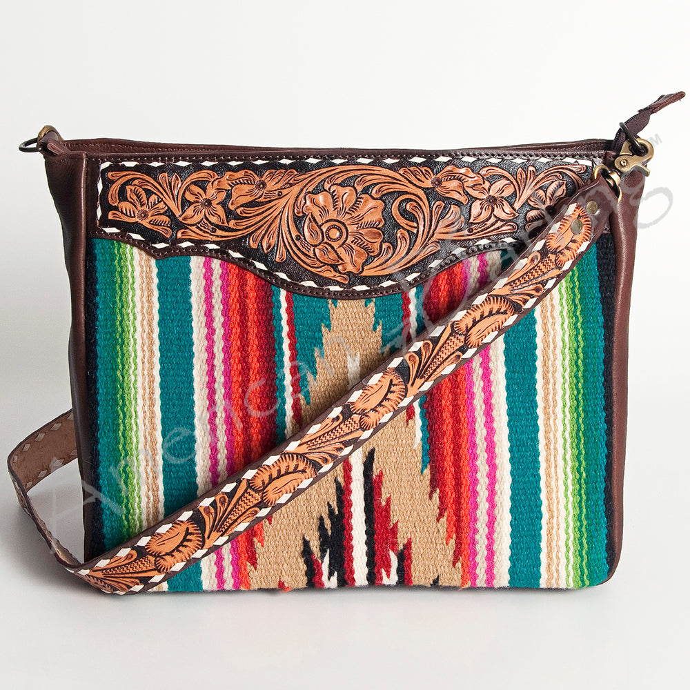 American Darling ADBGA182 Large Crossbody Hand Tooled Saddle Blanket Genuine Leather Women Bag Western Handbag Purse