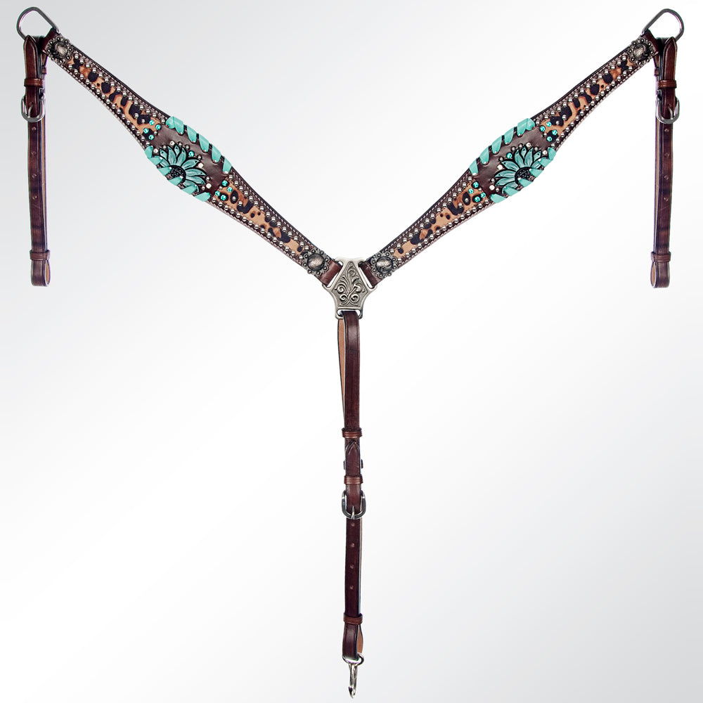 AMERICAN DARLING Western Horse Headstall Breast Collar Set American Leather