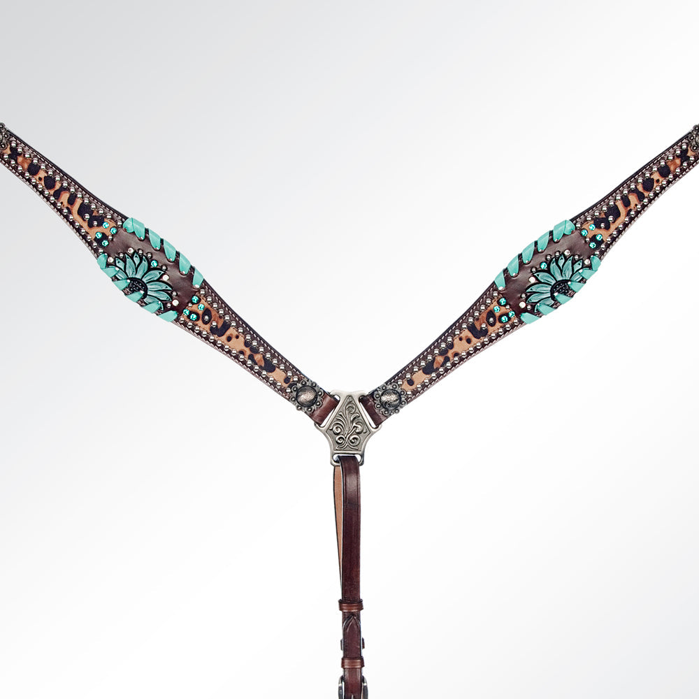 AMERICAN DARLING Western Horse Headstall Breast Collar Set American Leather