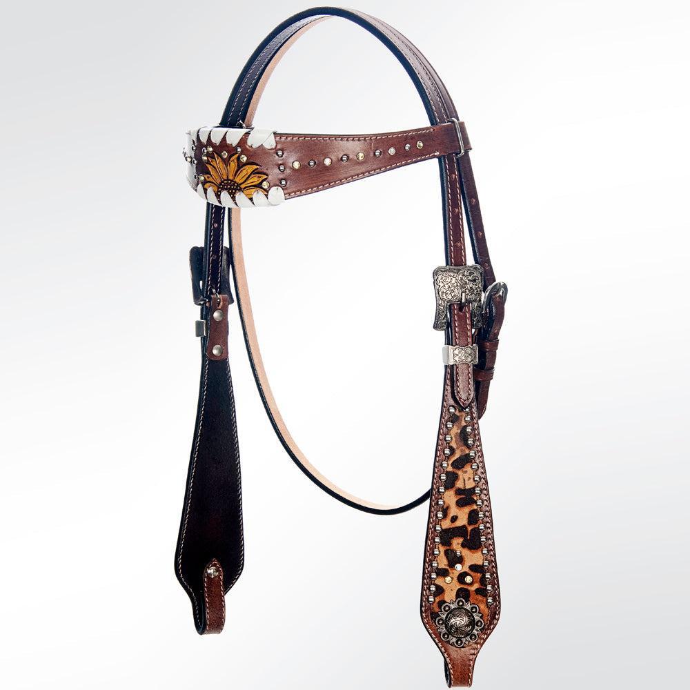 American Darling Western Horse Floral Headstall Tack Set Genuine Leather