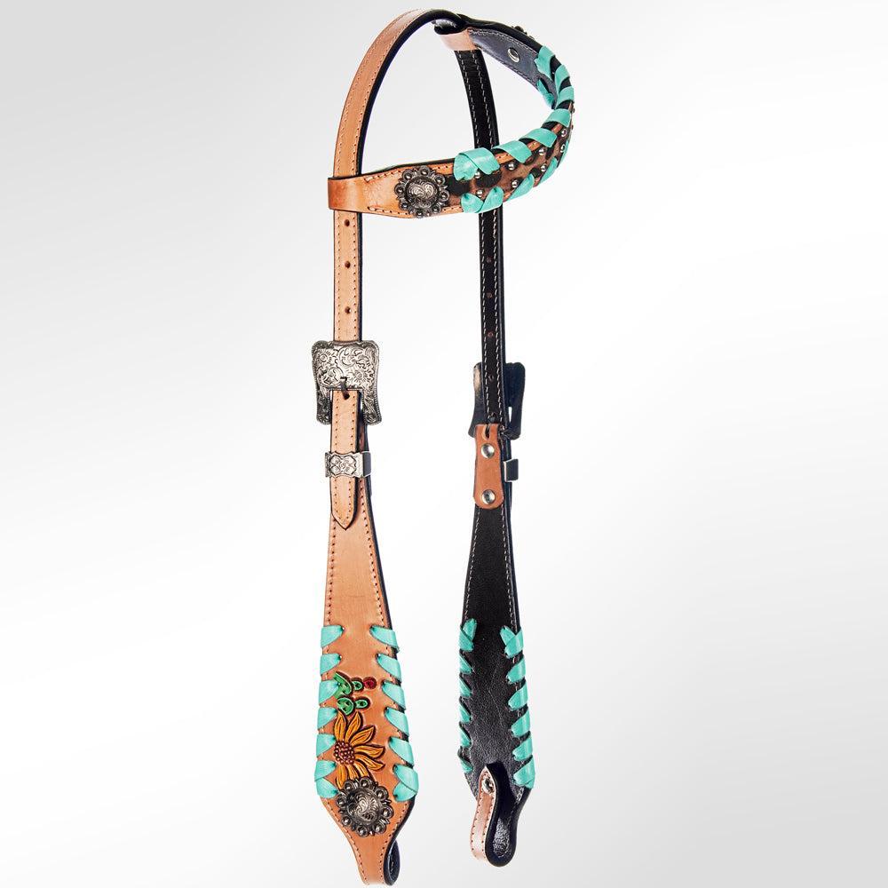 American Darling Western Horse Floral Headstall Tack Set Genuine Leather