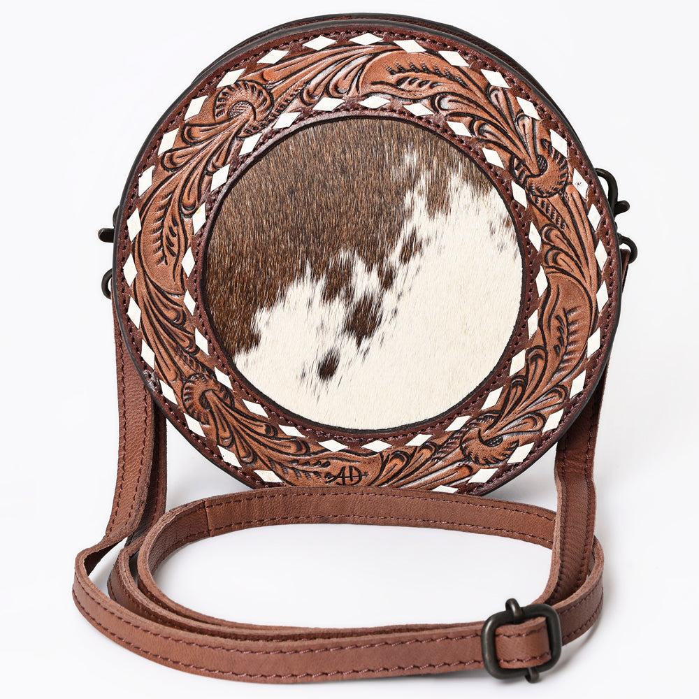 American Darling Canteen Bag Hand Tooled Hair on Genuine Leather Western Women | Handbag Purse Travel Clutch