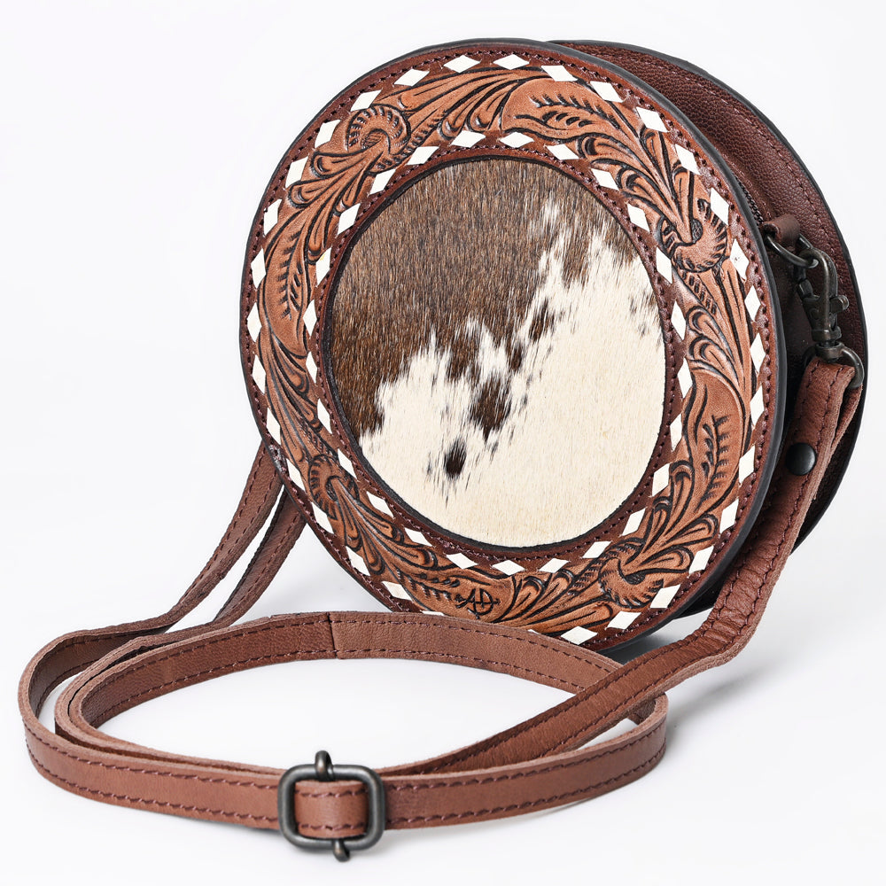 American Darling Canteen Bag Hand Tooled Hair on Genuine Leather Western Women | Handbag Purse Travel Clutch