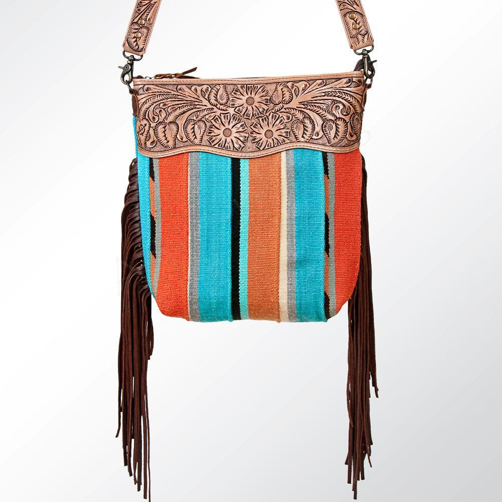 American Darling GIBGX215 Signature Crossbody Hand Tooled Saddle Blanket Genuine Leather Women Bag Western Handbag Purse