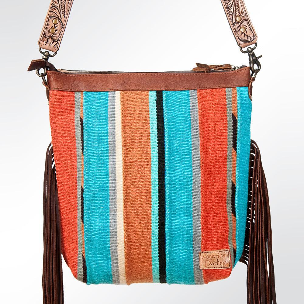 American Darling GIBGX215 Signature Crossbody Hand Tooled Saddle Blanket Genuine Leather Women Bag Western Handbag Purse