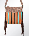American Darling GIBGX214 Signature Crossbody Hand Tooled Saddle Blanket Genuine Leather Women Bag Western Handbag Purse