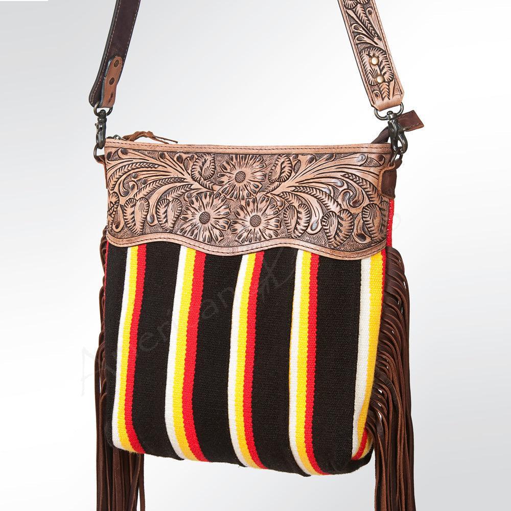 American Darling GIBGX221 Signature Crossbody Hand Tooled Saddle Blanket Genuine Leather Women Bag Western Handbag Purse
