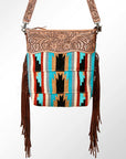 American Darling GIBGX218 Signature Crossbody Hand Tooled Saddle Blanket Genuine Leather Women Bag Western Handbag Purse