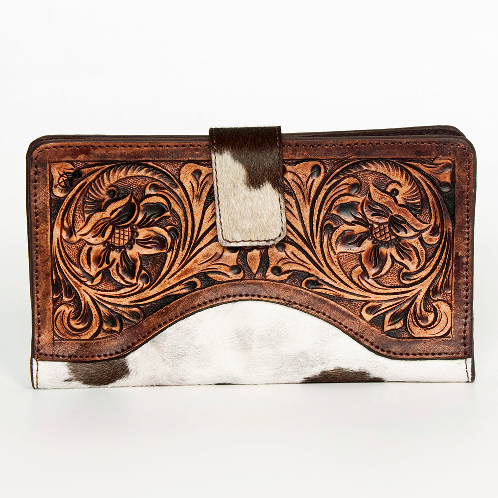 American Darling Wallet Hand Tooled Hair on Genuine Leather Western Women Bag | Handbag Purse Wristlet Travel Clutch