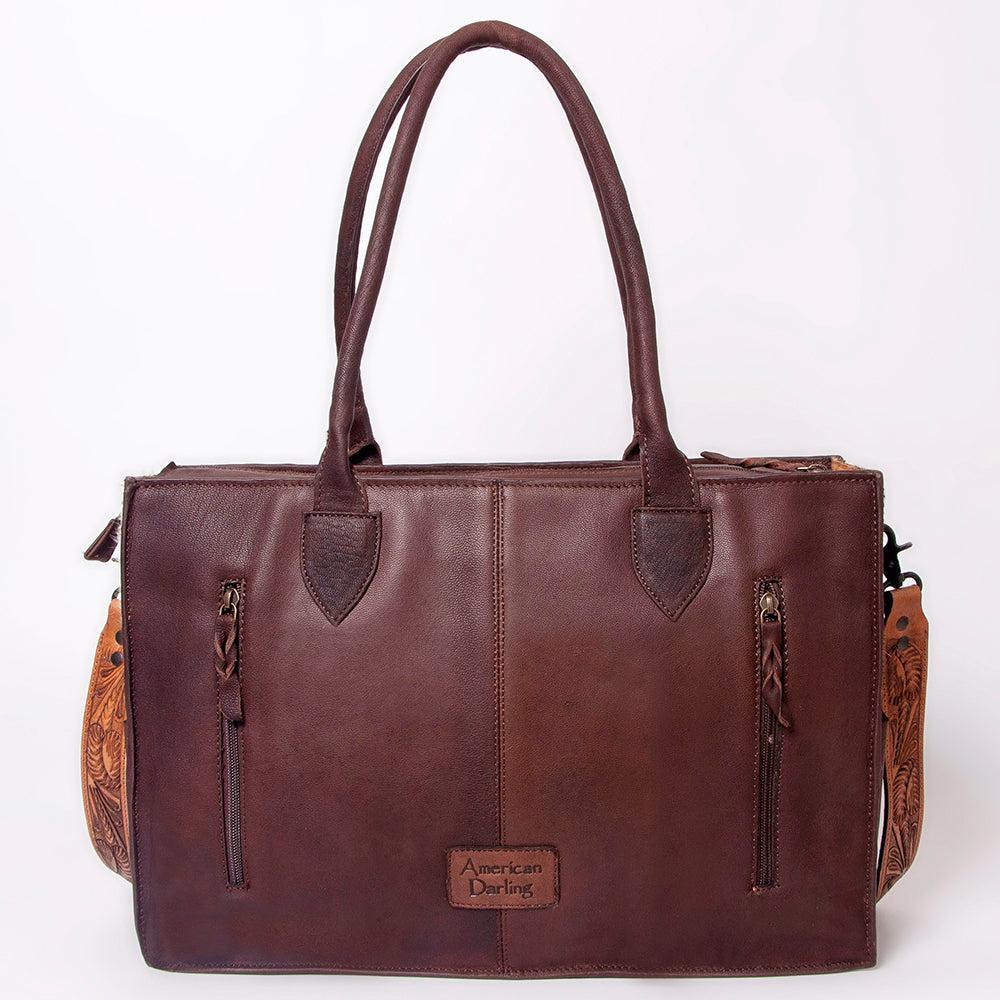 American Darling ADBGZ400 Tote Hand Tooled Hair-On Genuine Leather Women Bag Western Handbag Purse