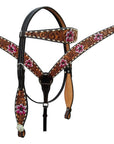 HILASON W. H. Floral Concho Headstall Breast Collar American Leather