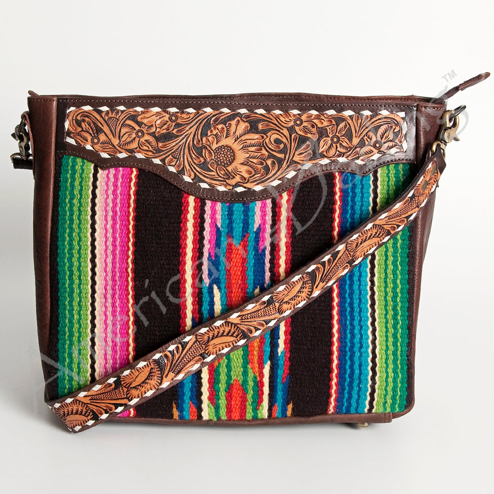 American Darling ADBGA187 Large Crossbody Hand Tooled Saddle Blanket Genuine Leather Women Bag Western Handbag Purse