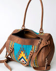 Western Saddle Blanket Leather Duffel Bag For Women
