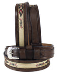 HILASON Western Genuine Leather Belt for Handmade Unisex Full Grain Heavy Duty Engraved Buckle Belt Dark Brown