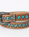 American Darling ADBLF126-L Beautifully Hand Tooled Genuine American Leather Belt Men and  Women