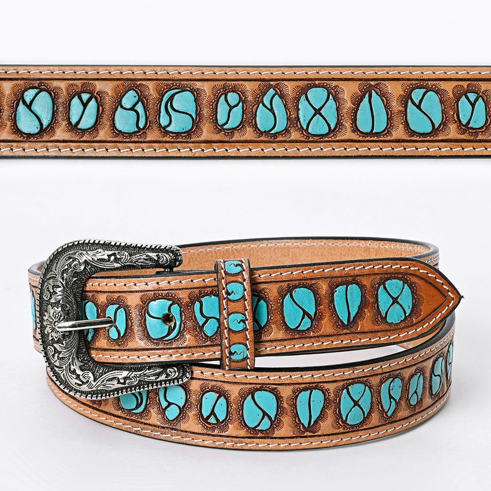 American Darling ADBLF126-L Beautifully Hand Tooled Genuine American Leather Belt Men and  Women