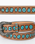 American Darling ADBLF126-L Beautifully Hand Tooled Genuine American Leather Belt Men and  Women