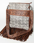 American Darling Messenger Hand Tooled Hair On Genuine Leather Western Women Bag Handbag Purse | Cute