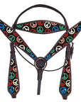 Hilason Western Horse Leather Headstall Breast Collar Set Dark Brown