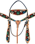 Hilason Western Horse Leather Headstall Breast Collar Set Tan