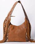 Western Style Leather Hobo Handbag With Hair On Cowhide