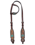 HILASON Western Horse Floral Headstall Breast Collar One Headstall American Leather Tack Set