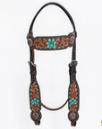 HILASON Western Horse Floral Headstall Breast Collar One Headstall American Leather Tack Set