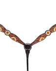 HILASON Western Horse Floral Headstall Breast Collar One Headstall Spur Strap Wither Strap American Leather Tack Set