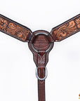 HILASON Western Horse Floral Headstall Breast Collar One Headstall Spur Strap Wither Strap American Leather Tack Set