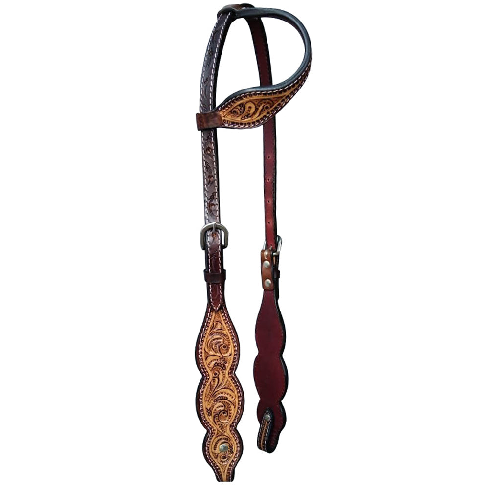 HILASON Western Horse Floral Headstall Breast Collar One Headstall American Leather Tack Set
