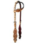 HILASON Western Horse Floral Headstall Breast Collar One Headstall Spur Strap Wither Strap American Leather Tack Set