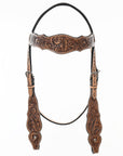 HILASON Western Horse Floral Headstall Breast Collar One Headstall American Leather Tack Set