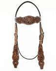 HILASON Western Horse Floral Headstall Breast Collar One Headstall American Leather Tack Set