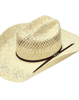 Size 7.625 MF Western Twister Cowboy Hat Adult Straw Weave Hatband Ivory