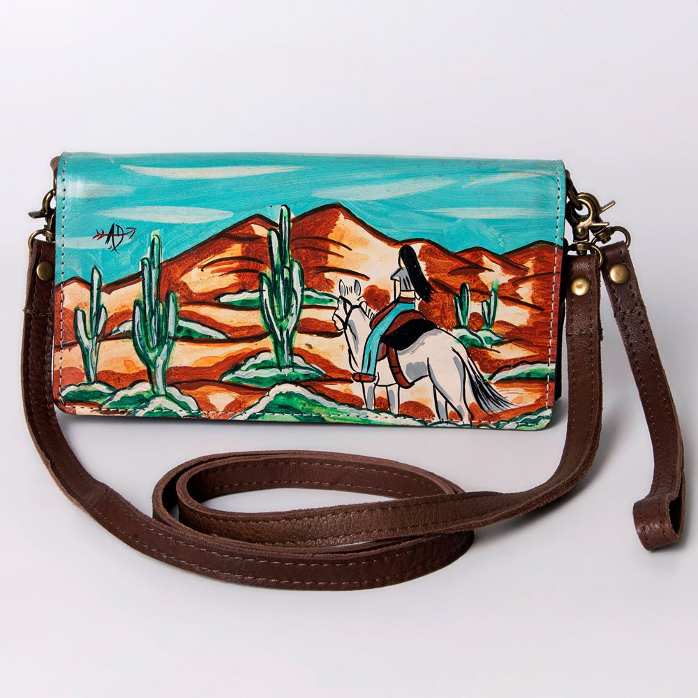 American Darling Organiser Hair-On Hand Tooled Genuine Leather Women Bag Western Handbag Purse