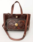 American Darling ADBGI184 Tote Hand Tooled Hair-On Genuine Leather Women Bag Western Handbag Purse