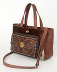 American Darling ADBGI184 Tote Hand Tooled Hair-On Genuine Leather Women Bag Western Handbag Purse