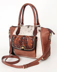 American Darling ADBGI187 Tote Hand Tooled Hair On Genuine Leather Women Bag Western Handbag Purse