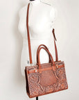 American Darling ADBGI191B Tote Hand Tooled Genuine Leather Women Bag Western Handbag Purse