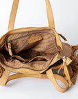 American Darling ADBGZ378A Tote Hand Tooled Hair-On Genuine Leather Women Bag Western Handbag Purse
