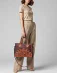 Premium Genuine Leather Tote For Women With Western Heritage Detailing Daily Use