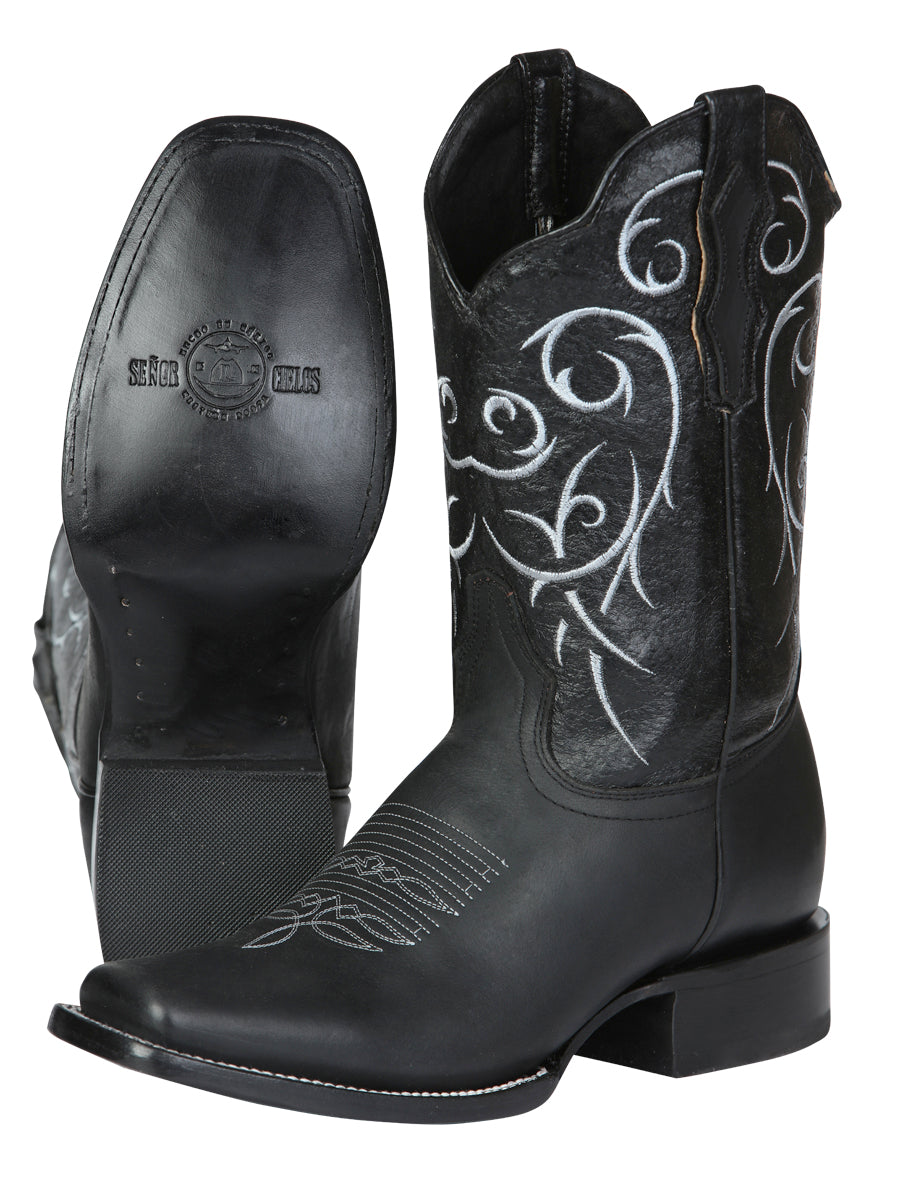 Men’s Leather Cowboy Boot - Made in Mexico - Black 124069