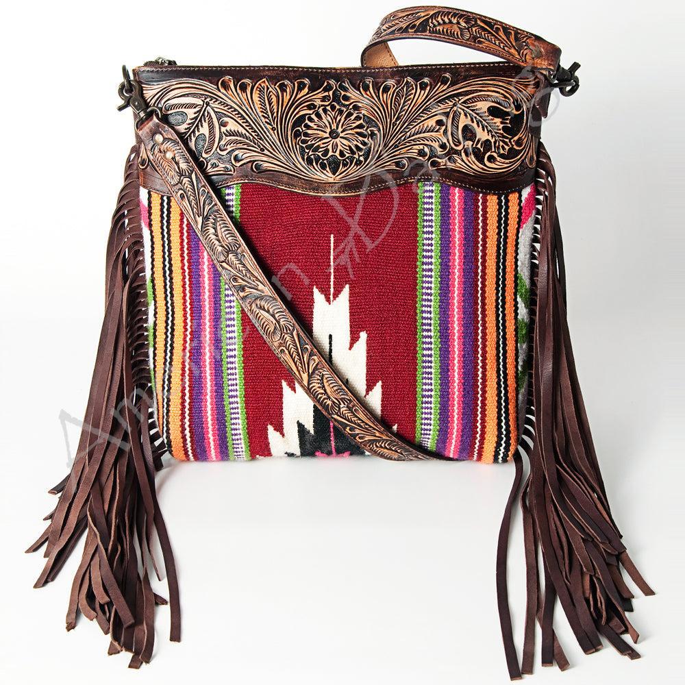 American Darling ADBGZ421 Signature Crossbody Hand Tooled Saddle Blanket Genuine Leather Women Bag Western Handbag Purse