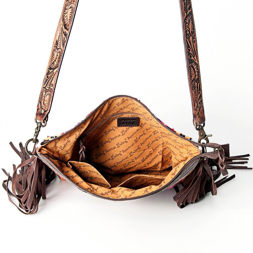 American Darling ADBGZ421 Signature Crossbody Hand Tooled Saddle Blanket Genuine Leather Women Bag Western Handbag Purse